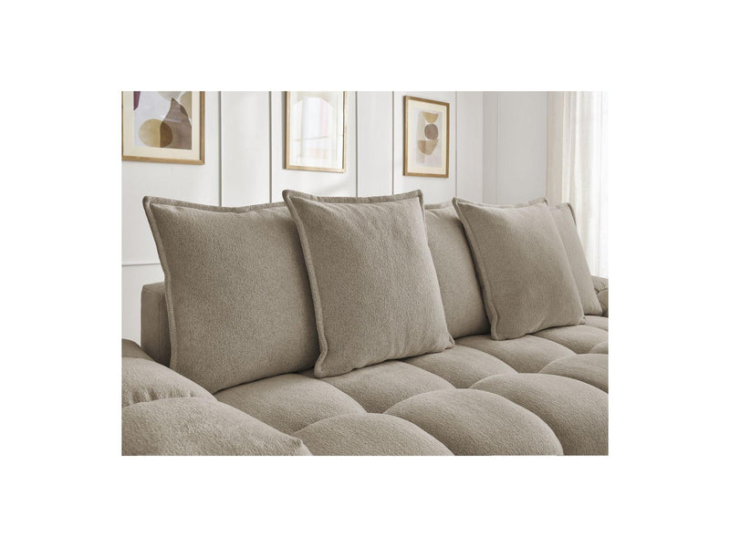 Canapé Droit Convertible Coffre - Everest - Tissu Chiné - 5 Coussins