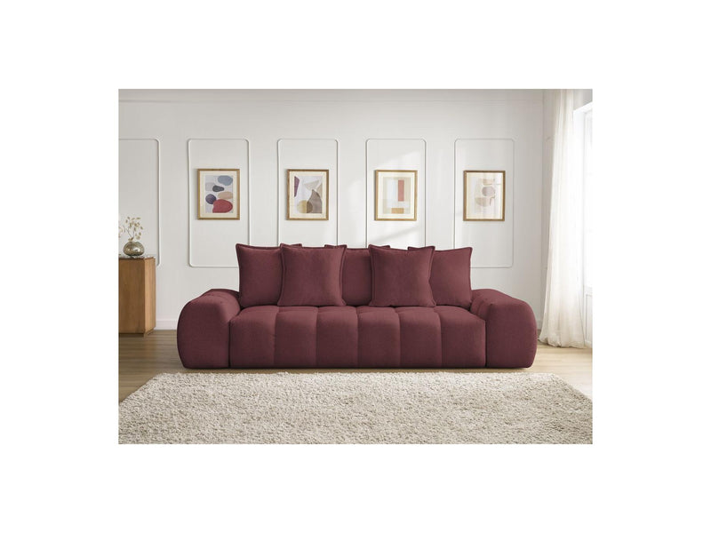 Canapé Droit Convertible Coffre - Everest - Tissu Chiné - 5 Coussins