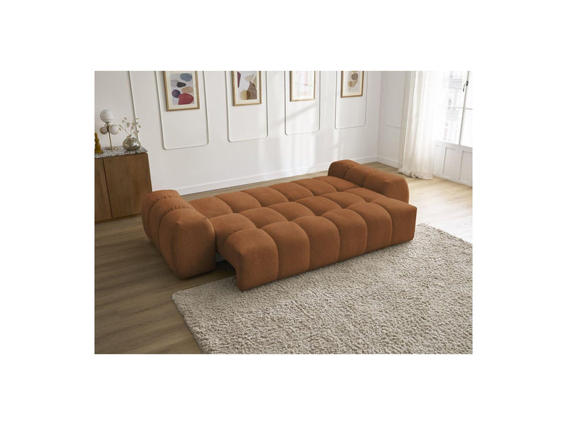 Canapé Droit Convertible Coffre - Everest - Tissu Chiné - 5 Coussins