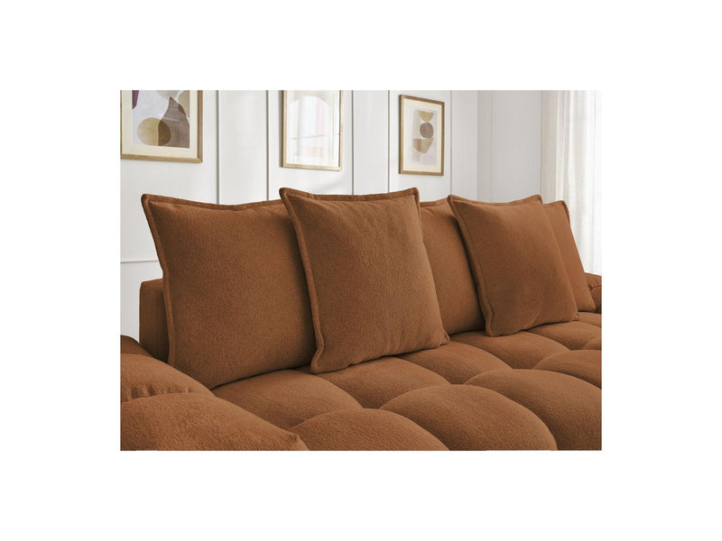 Canapé Droit Convertible Coffre - Everest - Tissu Chiné - 5 Coussins