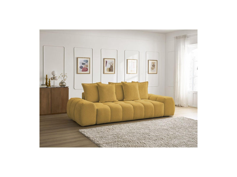 Canapé Droit Convertible Coffre - Everest - Tissu Chiné - 5 Coussins