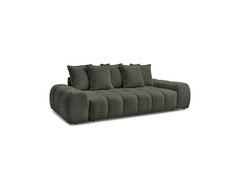 Canapé Droit Convertible Coffre - Everest - Tissu Chiné - 5 Coussins