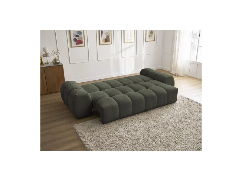 Canapé Droit Convertible Coffre - Everest - Tissu Chiné - 5 Coussins