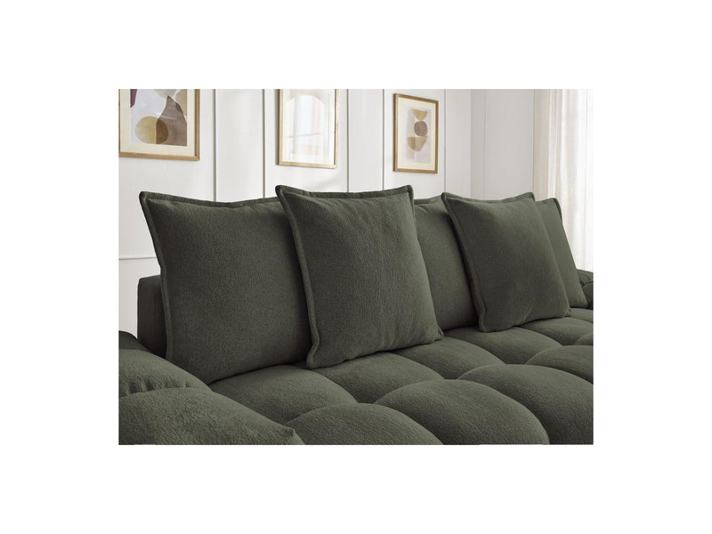 Canapé Droit Convertible Coffre - Everest - Tissu Chiné - 5 Coussins