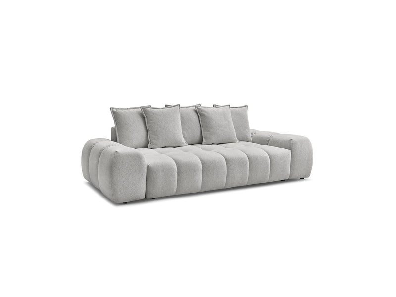 Canapé Droit Convertible Coffre - Everest - Tissu Chiné - 5 Coussins