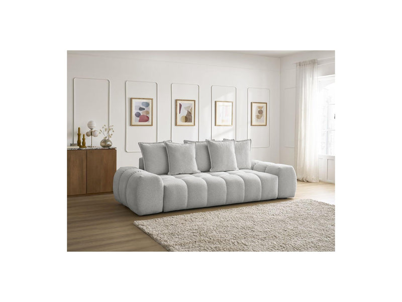 Canapé Droit Convertible Coffre - Everest - Tissu Chiné - 5 Coussins