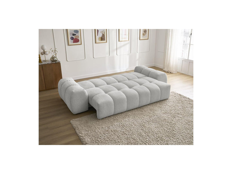 Canapé Droit Convertible Coffre - Everest - Tissu Chiné - 5 Coussins