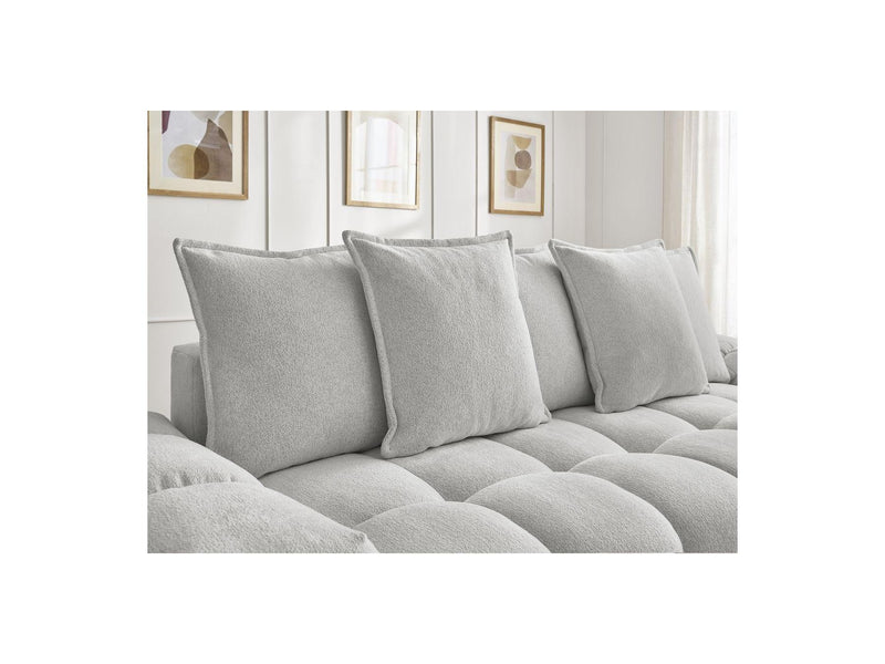 Canapé Droit Convertible Coffre - Everest - Tissu Chiné - 5 Coussins