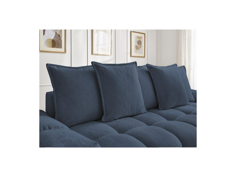 Canapé Droit Convertible Coffre - Everest - Tissu Chiné - 5 Coussins