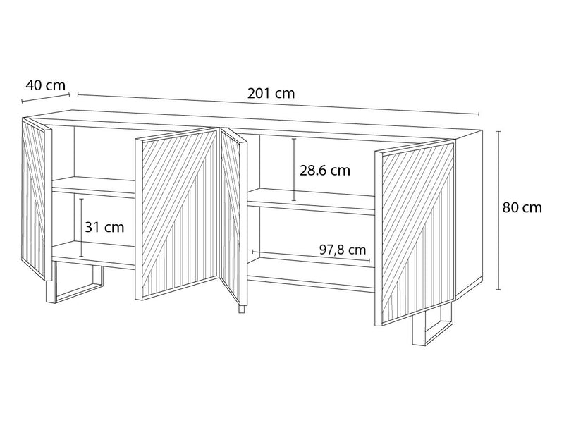 Buffet 4 Portes - Alaia - Effet Chêne