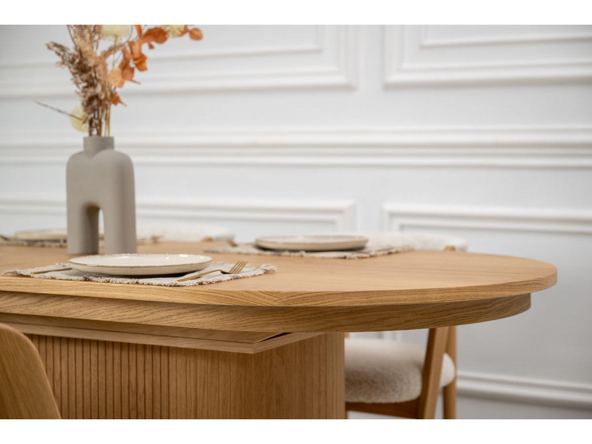 Malmousque - Mesa de comedor extensible de 210 a 270 cm en chapa de roble macizo
