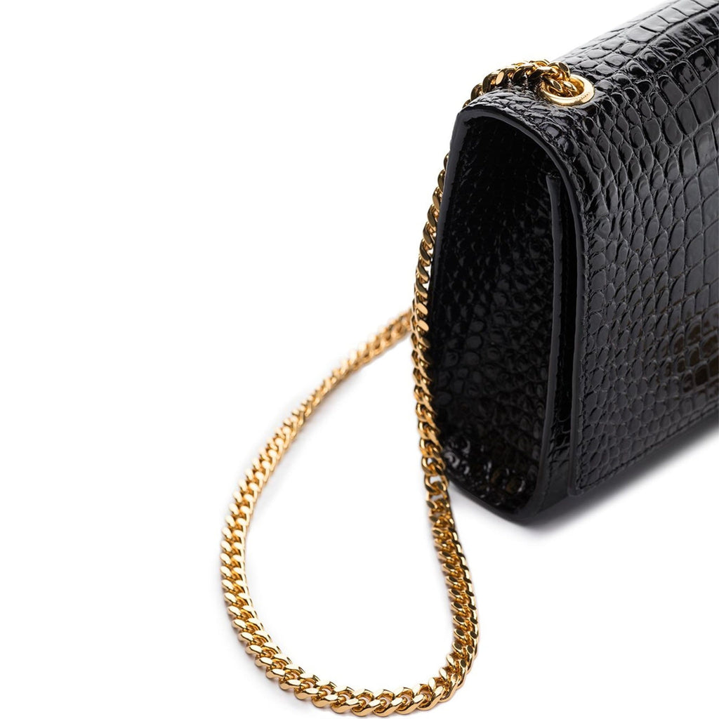 Saint Laurent - Bolso Kate Medium De Piel Con Grabado De Cocodrilo Y Borla - Mujeres - Negro