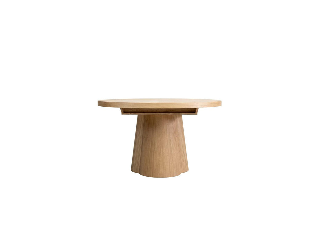 Sugiton - Table À Manger Ronde Extensible 130 À 180 Cm Placage Chêne Massif