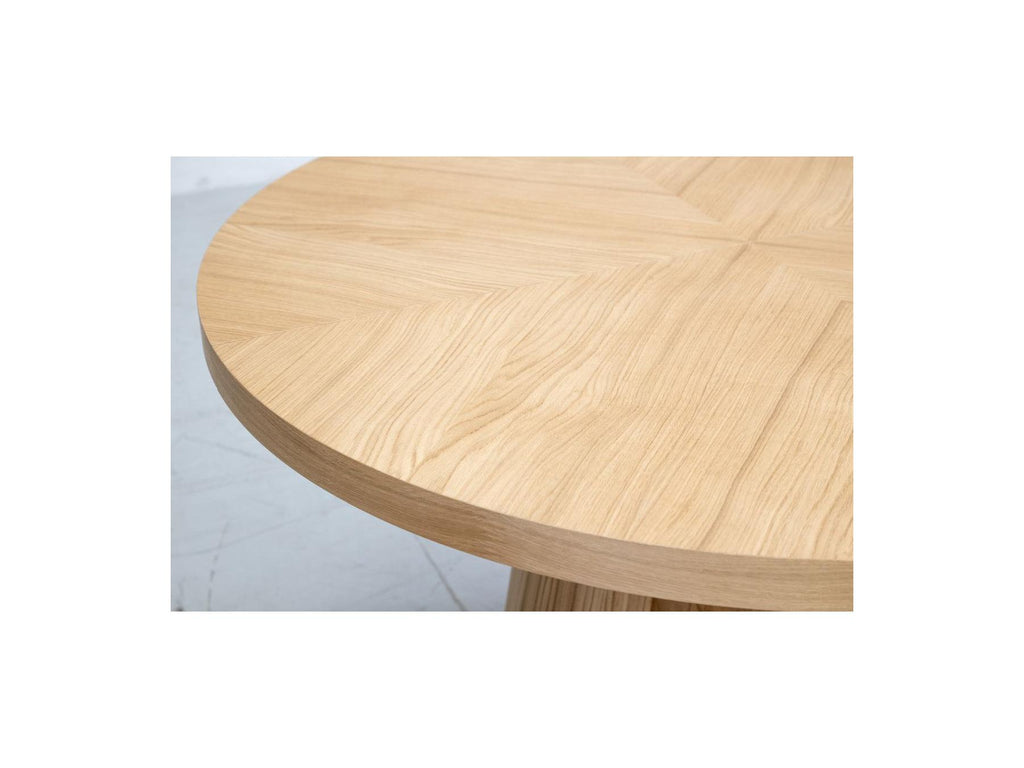 Sugiton - Table À Manger Ronde Extensible 130 À 180 Cm Placage Chêne Massif