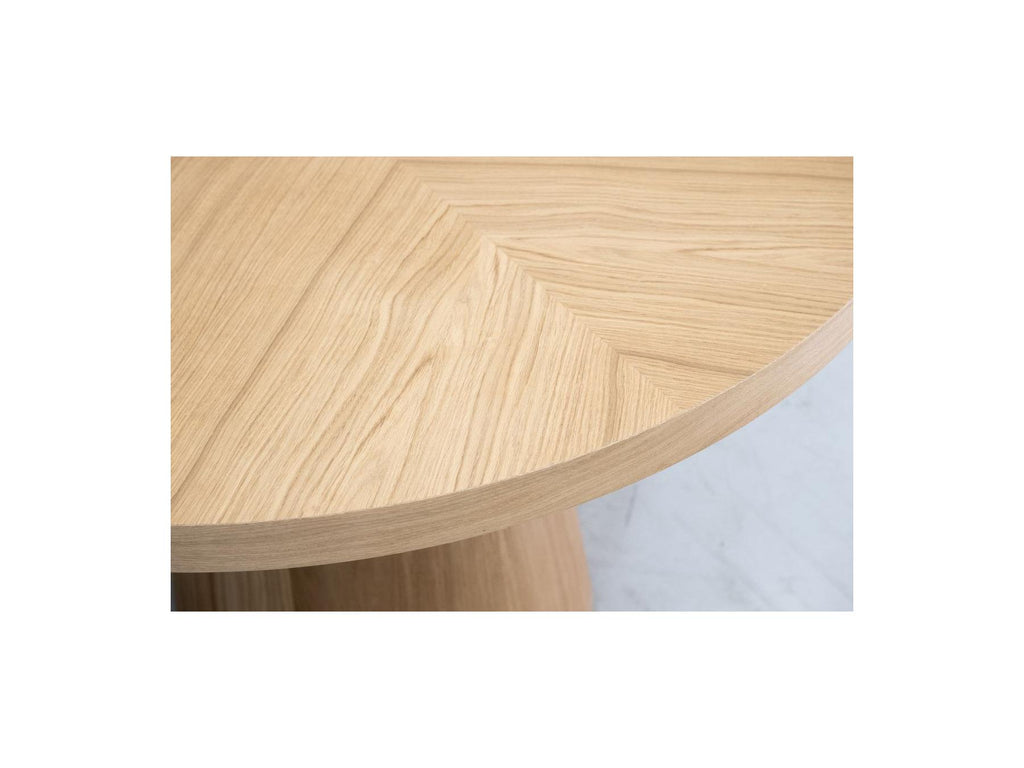Sugiton - Set with Extendable Round Dining Table 130 to 180 cm + Set of Bastide Solid Oak Veneer Chairs - Set of 6 Chairs