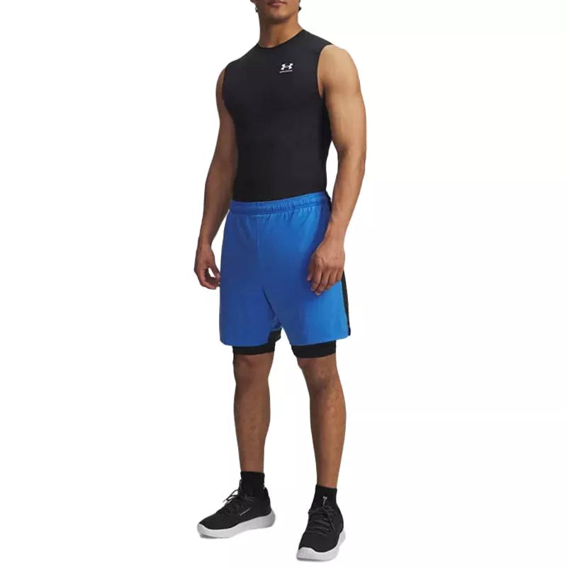 Short Tech Vent 2In1 - Bleu, Noir. - Homme
