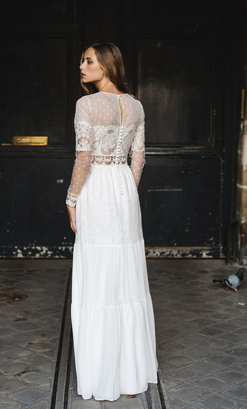 Robe Longue Folk - Blanc Soie