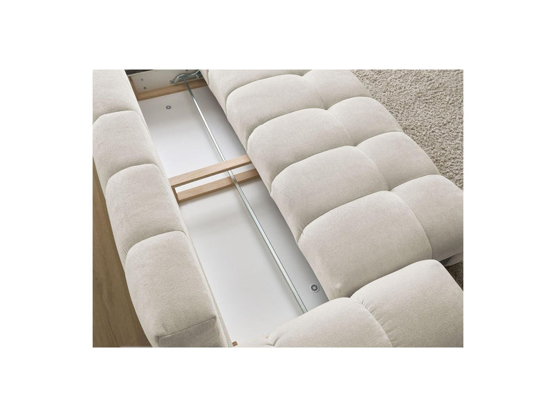 Canapé Droit Convertible Coffre - Everest - Tissu Texturé - 5 Coussins