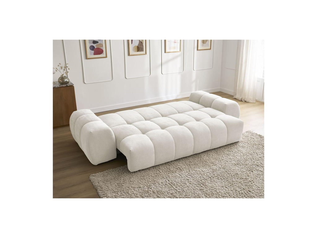 Everest - Sofá recto convertible con arcón - Tejido texturizado - 5 cojines