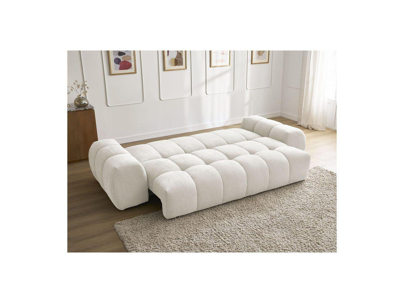 Canapé Droit Convertible Coffre - Everest - Tissu Texturé - 5 Coussins