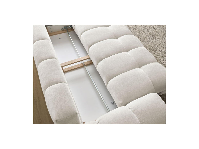 Canapé Droit Convertible Coffre - Everest - Tissu Texturé - 5 Coussins