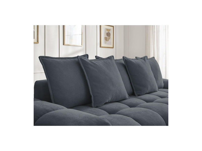 Canapé Droit Convertible Coffre - Everest - Tissu Texturé - 5 Coussins