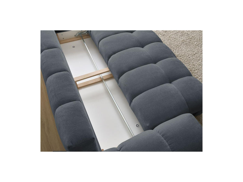 Canapé Droit Convertible Coffre - Everest - Tissu Texturé - 5 Coussins