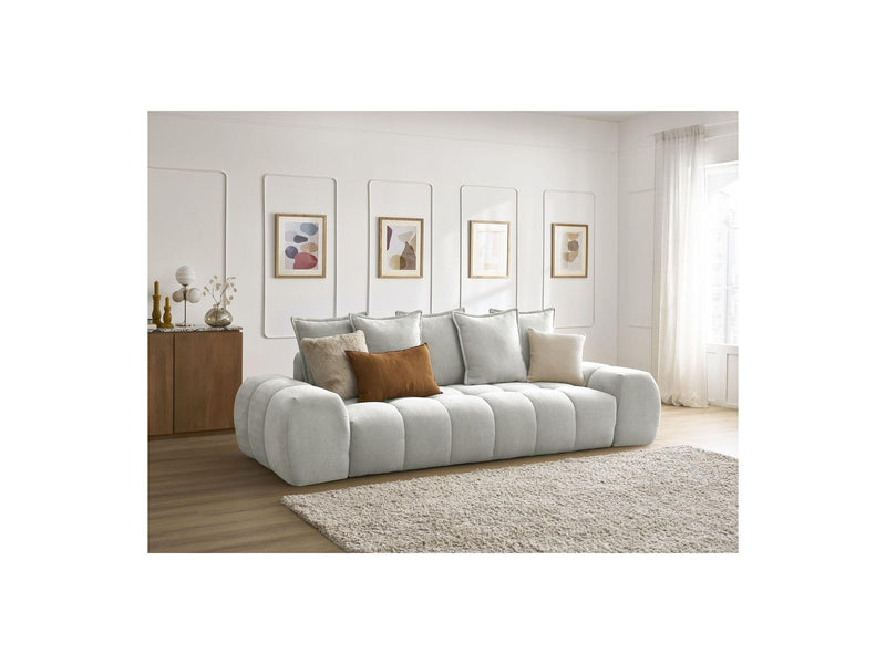 Canapé Droit Convertible Coffre - Everest - Tissu Texturé - 5 Coussins