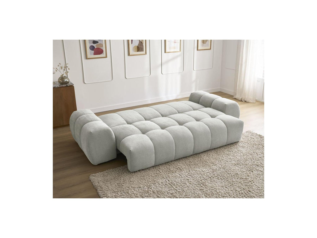 Everest - Sofá recto convertible con arcón - Tejido texturizado - 5 cojines