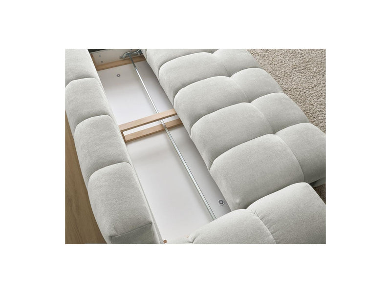 Canapé Droit Convertible Coffre - Everest - Tissu Texturé - 5 Coussins