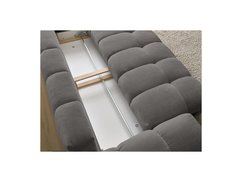 Canapé Droit Convertible Coffre - Everest - Tissu Texturé - 5 Coussins