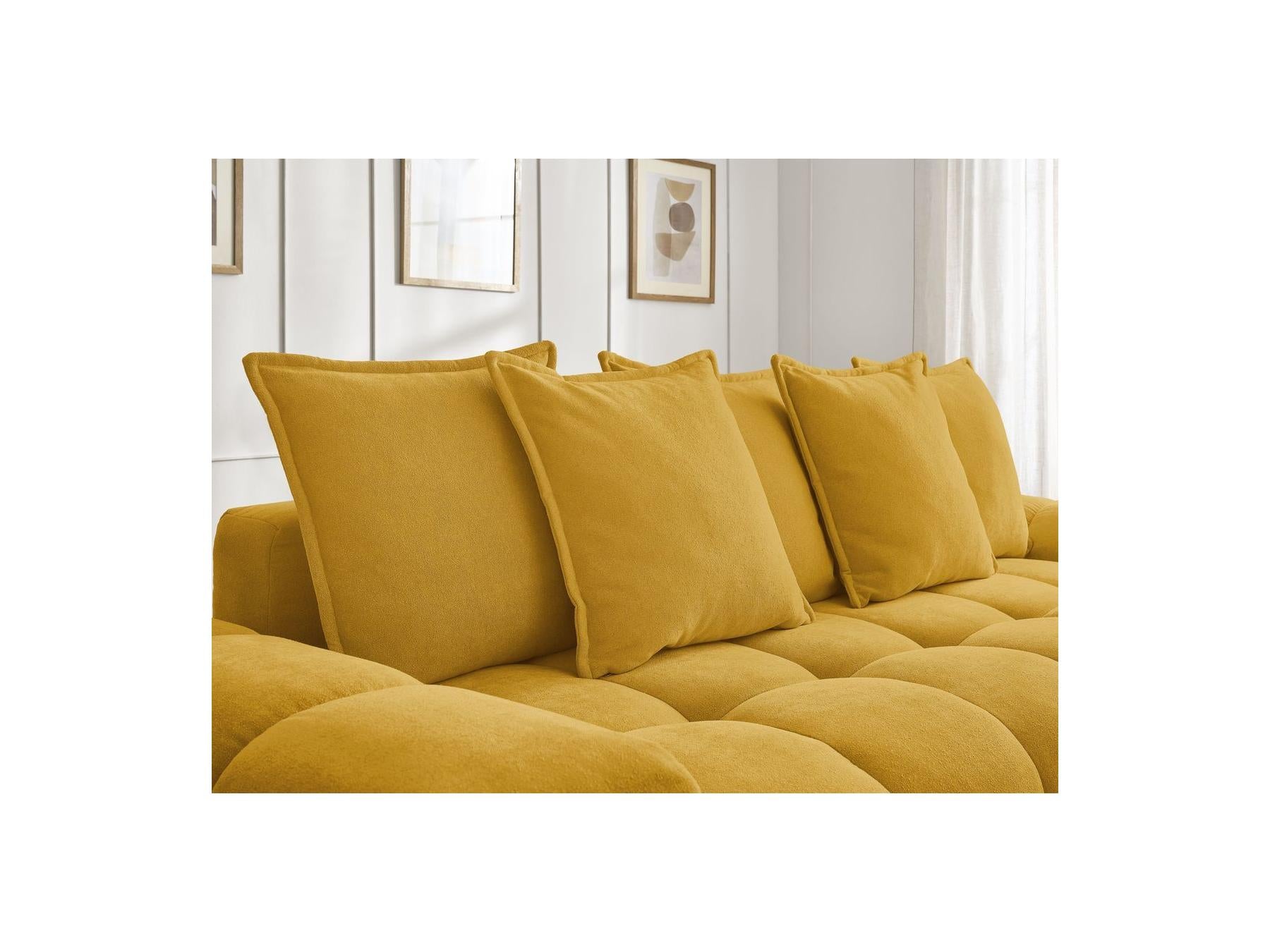 Everest - Sofá recto convertible con arcón - Tejido texturizado - 5 cojines