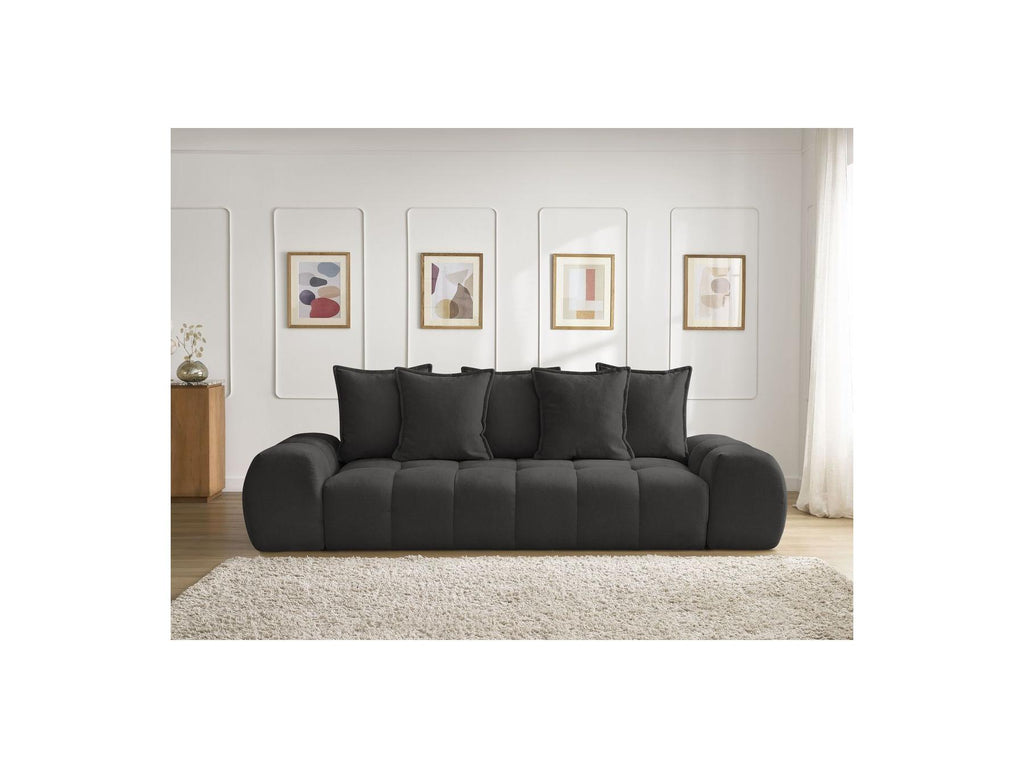 Everest - Sofá recto convertible con arcón - Tejido texturizado - 5 cojines