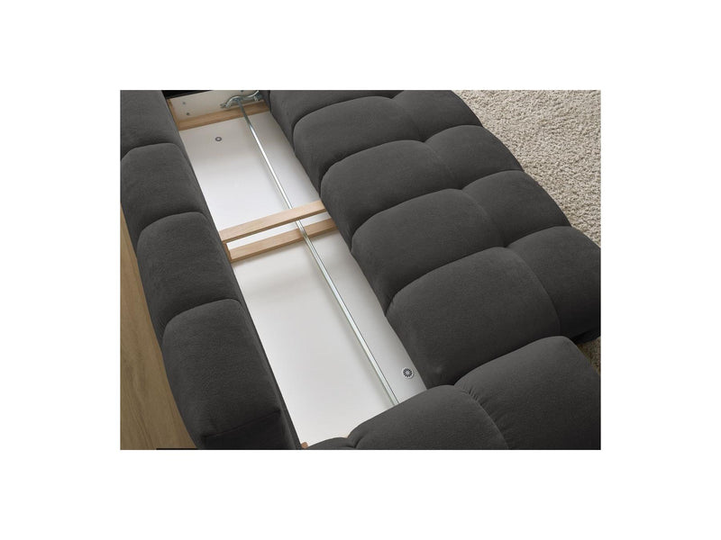 Canapé Droit Convertible Coffre - Everest - Tissu Texturé - 5 Coussins