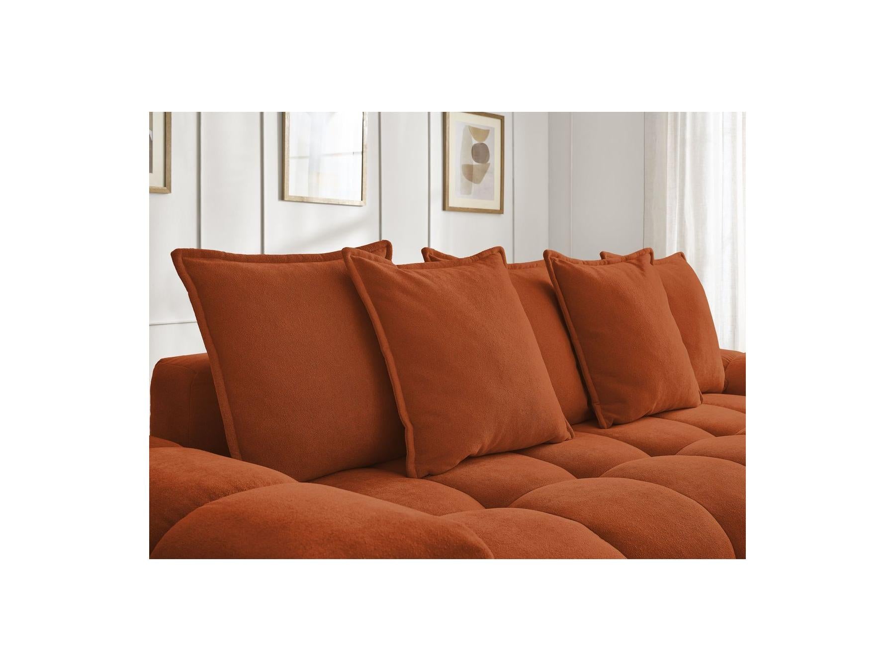 Everest - Sofá recto convertible con arcón - Tejido texturizado - 5 cojines