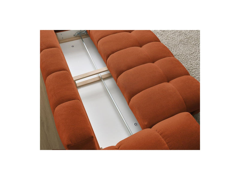 Canapé Droit Convertible Coffre - Everest - Tissu Texturé - 5 Coussins