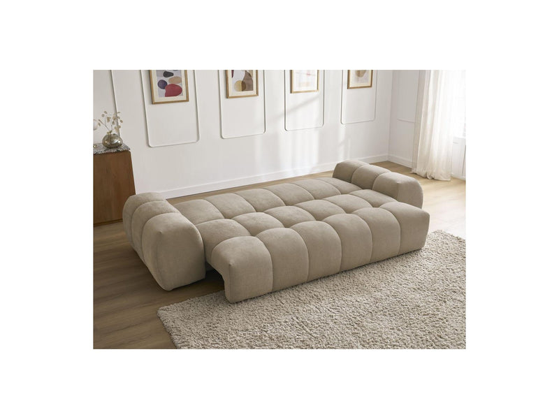 Canapé Droit Convertible Coffre - Everest - Tissu Texturé - 5 Coussins