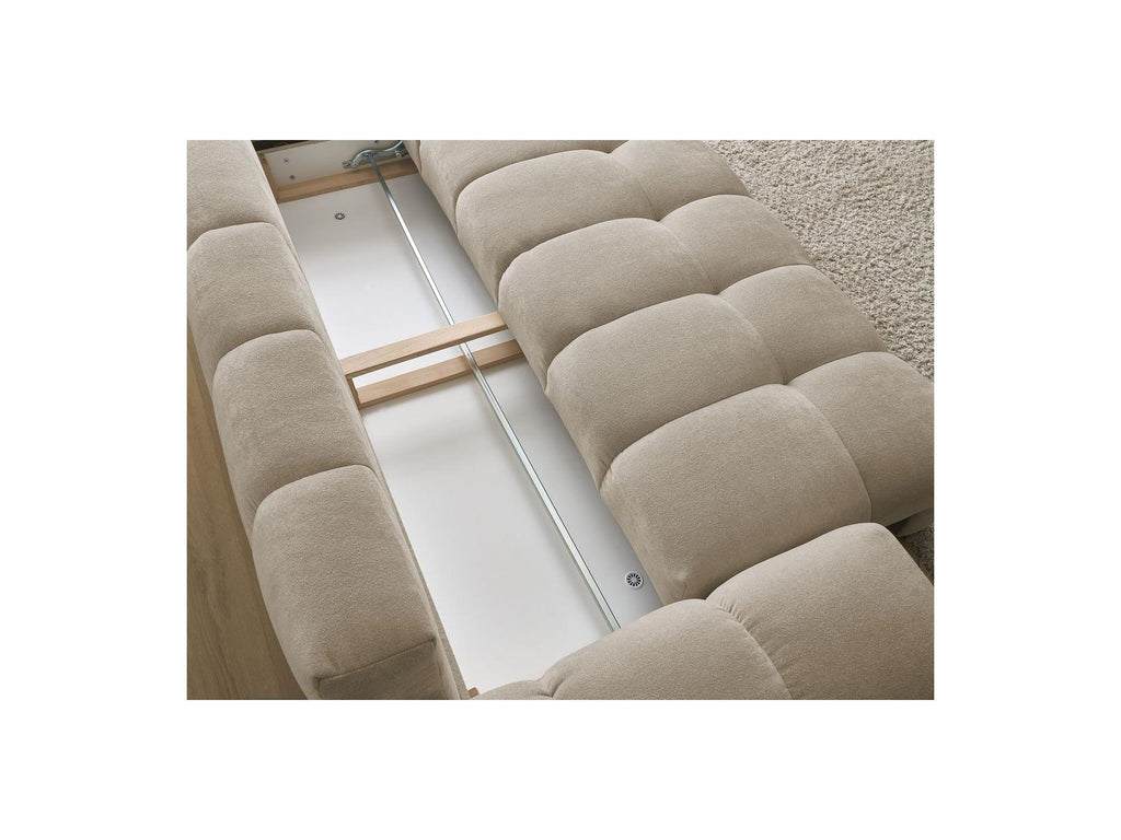 Everest - Sofá recto convertible con arcón - Tejido texturizado - 5 cojines