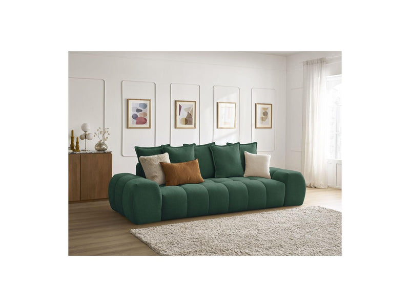 Canapé Droit Convertible Coffre - Everest - Tissu Texturé - 5 Coussins