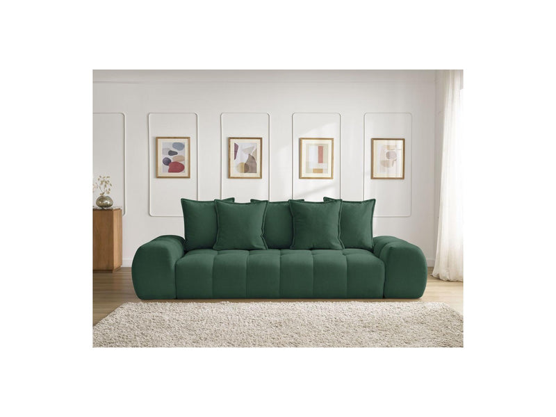 Canapé Droit Convertible Coffre - Everest - Tissu Texturé - 5 Coussins