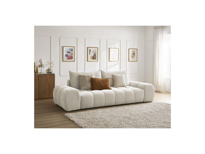 Canapé Droit Convertible Coffre - Everest - Tissu Texturé - 2 Coussins