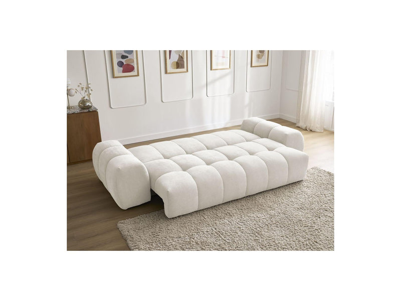 Canapé Droit Convertible Coffre - Everest - Tissu Texturé - 2 Coussins