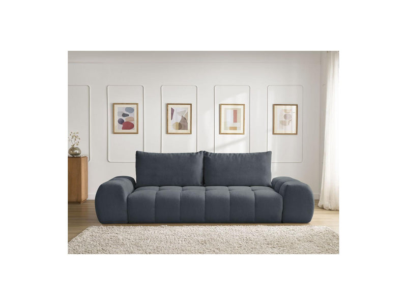 Canapé Droit Convertible Coffre - Everest - Tissu Texturé - 2 Coussins