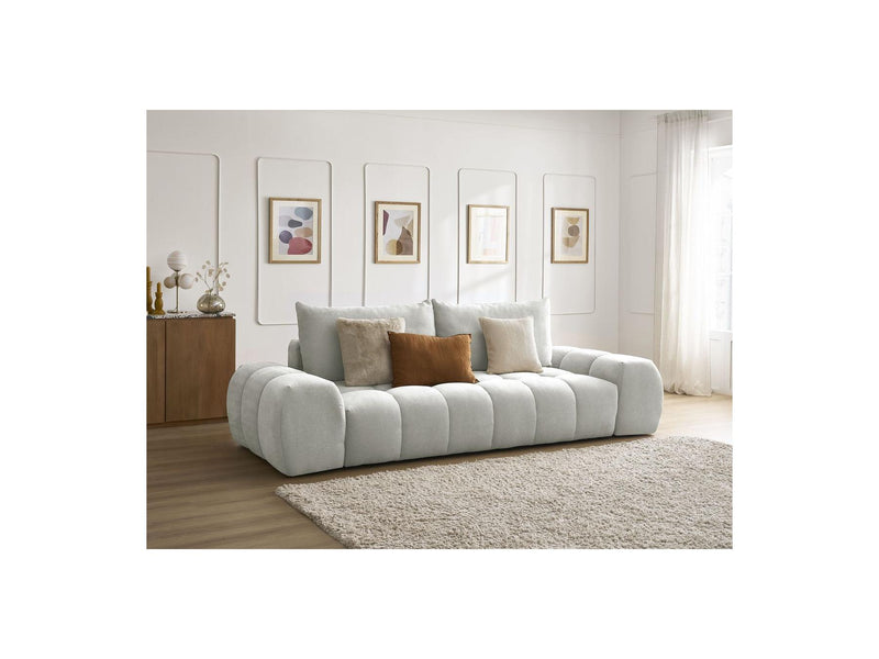 Canapé Droit Convertible Coffre - Everest - Tissu Texturé - 2 Coussins