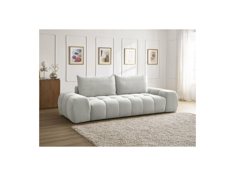 Canapé Droit Convertible Coffre - Everest - Tissu Texturé - 2 Coussins