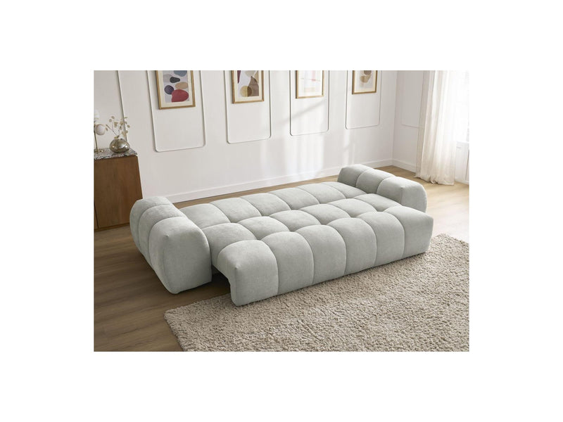 Canapé Droit Convertible Coffre - Everest - Tissu Texturé - 2 Coussins