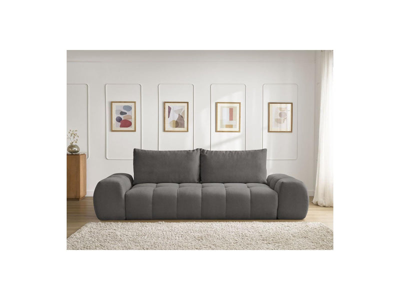 Canapé Droit Convertible Coffre - Everest - Tissu Texturé - 2 Coussins