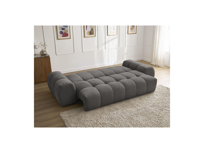 Canapé Droit Convertible Coffre - Everest - Tissu Texturé - 2 Coussins