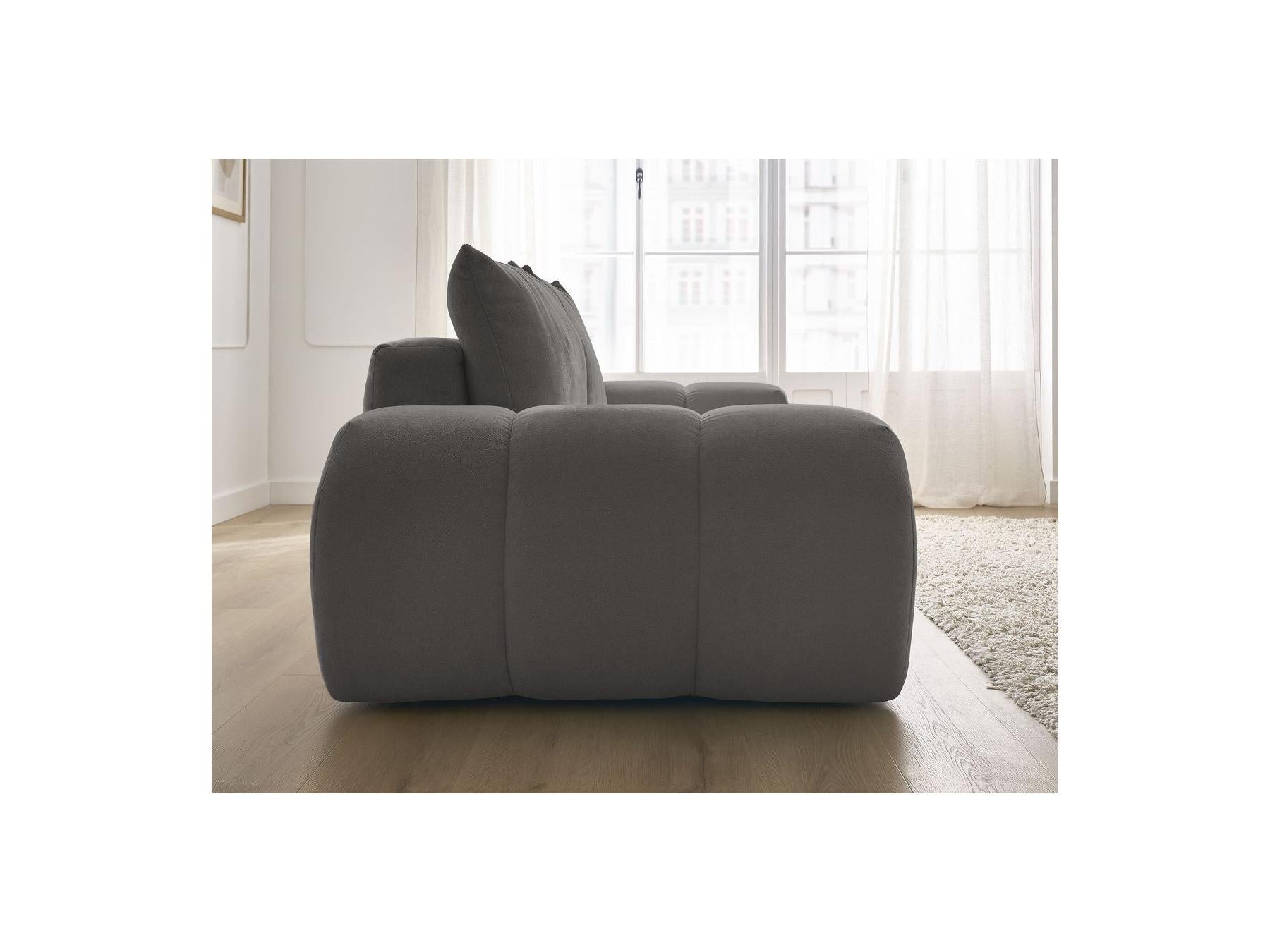 Everest - Sofá recto convertible con arcón - Tejido texturizado - 2 cojines