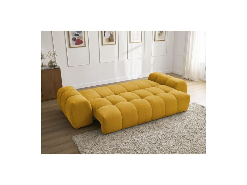 Canapé Droit Convertible Coffre - Everest - Tissu Texturé - 2 Coussins